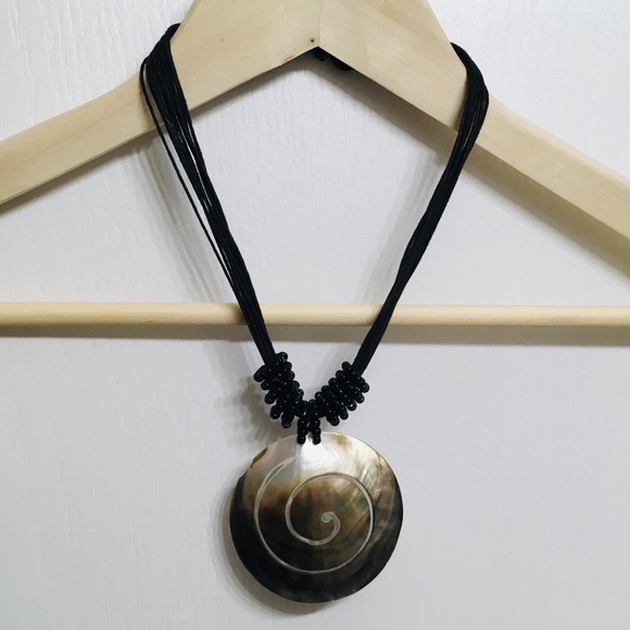 Carved Abalone Shell Necklace - Picture 1 of 4